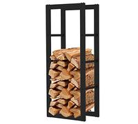 AMOS Metal Firewood Log Rack Stand Holder For Outdoor Indoor Fireplace Wood Storage Shelf, Black, 100 x 25 x 40CM