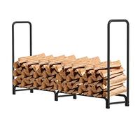 AMOS Metal Outdoor 8ft Firewood Log Rack With Cover Heavy Duty Garden Fire Wood Storage Unit Load Capacity Up To 250kg Black