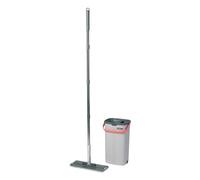 AMOS Mop and Bucket Set Dual-Function Wet/Dry Cleaning System Eco-Friendly 3 X Reusable Microfiber Flat Mop Heads with Stainless Steel Handle Space-Saving Multi-Surface Floor Cleaning