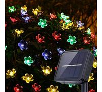 AMOS Multi-Colour LED Cherry Blossom Solar Powered String Fairy Lights Waterproof Night Sensor Home Christmas Outdoor Garden Fence Patio Decoration (100 LED)