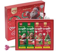 Amos Music Lollipop Candy, 4 Pack Christmas Audio Singing Lollies Sweets, (Black-berry & Peach & Mint & Apple) Flavors Lollipops, Sugar Free Lollipops Christmas Sweet Gift