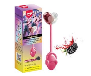 Amos Music Lollipop Candy, Audio Singing Lollies Sweets, 1x Bold Black-berry Flavor Valentines Sweet Gift Musical Lollipops, Sugar Free Lollipops Individually Wrapped Perfect Party