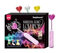 Amos Music Lollipop Sweets, Easter 4 PCS Wireless Singing Audio Lollies Sweet Candy, Easter Sugar Free (Black-berry & Peach & Lemon & Mint) Flavors Lollipops Perfect Box Gift Package