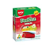 Amos Peelerz Christmas Gummy Sweets Peelable, 4D Christmas Mix Fruit Candy, Sweet (Apple & Strawberry & Blueberry & Mango) Flavors Snack Chews for Party Bags- Box 240g
