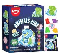 AMOS Peelerz Gummy Sweets, Christmas (Strawberry & Grape & Apple & Orange) Mystery Cube 4 Flavours Peelable Sweets Candy, Fruit Made Chews Snacks About 8-10 bags -240G