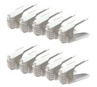 AMOS Shoe Slots Pack Of 10 Space-Saving Adjustable Shoe Storage Organiser with 3-Level Height, Non-Slip Shelf Holder, Plastic White