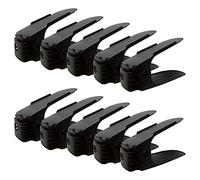 AMOS Shoe Slots Pack Of 10 Space-Saving Adjustable Shoe Storage Organiser with 3-Level Height, Non-Slip Shelf Holder, Plastic Black