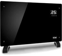 Amos Smart Electric Glass Panel Heater 2000W Wifi Enabled Digital Display Timer & Thermostat Freestanding Or Wall Mounted Black