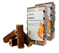 AMOS Ultra Dry High Energy Heat Logs Eco Friendly Low Smoke Minimal Ash Sustainable Recycled Wood Fuel for Open Fires Burners Chimeneas 24 Logs