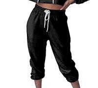 AMOS Women Cuffed Joggers Sweatpants Casual Tracksuit Bottoms (Black, 6)
