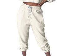 AMOS Women Cuffed Joggers Sweatpants Casual Tracksuit Bottoms (Cream, 12)