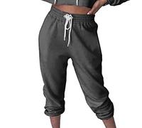 AMOS Women Cuffed Joggers Sweatpants Casual Tracksuit Bottoms (Dark Grey, 14)