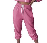 AMOS Women Cuffed Joggers Sweatpants Casual Tracksuit Bottoms (Dark Pink, 12)