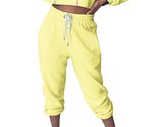 AMOS Women Cuffed Joggers Sweatpants Casual Tracksuit Bottoms (Yellow, 6)