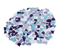 Amosfun 1 Bag Blue Ceramic Tiles for DIY Art Craft Decoration with Flat and Smooth Bottom, for Mosaic Pieces Craft Making and Vase Decoration