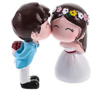 Amosfun 1 Pair Bride And Groom Cake Topper, Resin Kissing Couple Cake Ornaments, Resin Couple Figurine Cake Decoration For Wedding Engagement