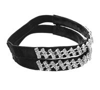 Amosfun 1 Pair Detachable Elastic High Heel Straps with Rhinestones, Anti-loose Shoelaces for Women’s Shoes, Black Base Silver Diagonal Design, Suitable for Secure Heel Grip