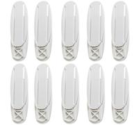 Amosfun 10 Pairs White Plastic Socket Holder with Double-sided Adhesive, Self Adhesive Socket Container for Wall-mounted Cable Management, Not Easy to Fall, for Home and Office Use