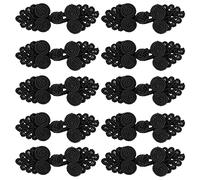 Amosfun 10 pieces Chinese knot frog buttons closure polypropylene fibre sewing attachments for sweater coat coats scarf cardigan and costumes outfit DIY craft sewing black,6X 2X 0.3 cm