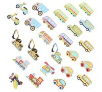Amosfun 100 Pcs DIY Wooden Buttons Cartoon Transportation Mix Clothes Sewing Buttons for Crafts for Scrapbooking and Clothing Random Color
