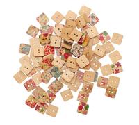 Amosfun 100pcs 15mm Printed Wooden Buttons Two Holes DIY Sewing Buttons Garment Accessories for Clothing Crafting and Decorative Use