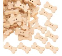 Amosfun 100pcs 19mm X 11mm Wooden Bone Shape Buttons for Clothes Replacement DIY Craft Buttons for Sewing Decorative Overcoat Decor for Garments