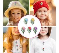 Amosfun 100pcs 28x30mm Painted Rose Flower Wooden Buttons 2 Holes for Sewing DIY Crafts Decoration and Handmade Embellishments