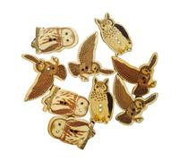 Amosfun 100pcs Bird Wooden Buttons 20-35mm Two-Hole Natural Wood DIY Sewing Craft Accessories for Clothing Shoes Handcraft Random Style