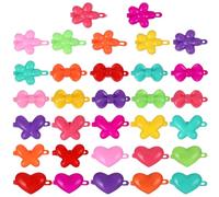 Amosfun 100pcs Cartoon Hair Clips Set for - Mixed Color Mini Plastic Barrettes with Love Heart, Butterfly, Bow Flower Designs - Stylish Side Hairpins for Everyday Hair Styling Random Color