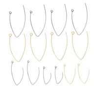 Amosfun 100Pcs Hypoallergenic Stainless Steel Ear Wires V-Shaped Geometric DIY Earring Hooks for Jewelry Making Accessories Gold and Steel Colors