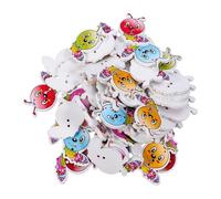 Amosfun 100pcs Painted Caterpillar Shape Wooden Buttons for DIY Crafting, Multi-Functional Wooden Button Decor, Practical Sewing Notions for ’ Clothes and Scrapbooking