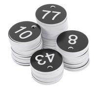 Amosfun 100pcs Plastic Number Tags with Hole for Sorting and Identification, Black and White Number Id Key Tags for Luggage, Office, School, and Storage Use