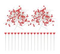 Amosfun 100pcs Red Acrylic Bouquet Pins for Crafting and Jewelry Making, Decorative Straight Pins with Wedding Flower Shape, Easy Wearing and Fashionable Design for Floral Arrangements