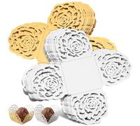 Amosfun 100pcs Truffle Wrapper, Chocolate Paper Cups, Hollow-Out Rose Floral Mini Baking Cups, Chocolate Candy Packing Wrap Liners, Valentines Day, Wedding Dessert Table Decor