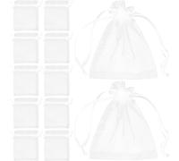 Amosfun 100pcs White Mini Organza Bags 2.7"x3.5" Small Mesh Drawstring Pouches for Jewelry Party Favors Wedding Decorations and Christmas Candy Storage