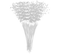 Amosfun 100pcs White Plastic Pearl Sticks Beads String Accessories for Wedding Bouquet DIY Floral Decor Bride Party Garland Crafts Supplies