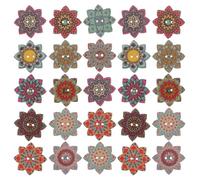 Amosfun 100pcs Wooden Flower Buttons for DIY Projects and Handicraft, Fine Workmanship with Classic Chic Style, for Crafting, Sewing, and Flower Embellishment Accessories