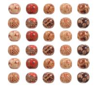 Amosfun 100pcs Wooden Round Beads with Mini Hole Design Vintage Style Space Beads Not Easy to Break for Home Decoration and Jewellery Making