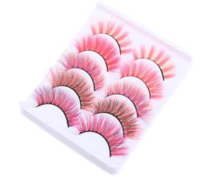 Amosfun 10pcs 3d Colored False Eyelashes Thick Volume Fake Lashes Dense Makeup Eyelash Extensions for Women Stage and Party Use