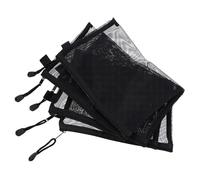 Amosfun 10pcs A5 Nylon Mesh Makeup Pouches with Zipper, Travel Cosmetic Storage Bags, Toiletry and Pencil Organizers, Black Mesh Bag for Portable Makeup and Stationery