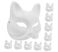 Amosfun 10pcs Blank Fox Masks Paintable Paper Masks for DIY Crafts Fun Animal Costume Party Halloween Activities for Childrens Art Projects and Interactive Learning
