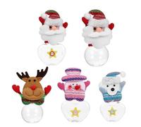 Amosfun 10pcs Christmas Candy Jar, Holiday Plastic Fillable Spherical Bottle with Xmas Themed Topper, Small Sweets Container Christmas Party Supplies - Mixed Pattern