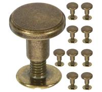 Amosfun 10pcs Copper Round Flat Head Rivets 9/5x8mm for Leathercraft Bag Repair Post Fasteners DIY Belt Making Screws Replacement Rivets for Bookbinding and Crafting