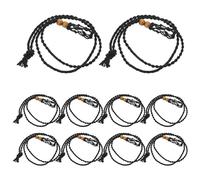 Amosfun 10pcs Crystal Necklace Holder Pendant Cage, Adjustable Handmade Braided Necklace Cord with Lightweight Artificial Leather Net Pouch for DIY Pendant Jewelry Making and Special