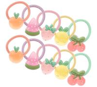 Amosfun 10pcs Cute Fruit Pattern Hair Ties Elastic Ponytail Holders Small Size Hair Accessories and Princess Hairstyles Assorted style
