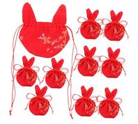 Amosfun 10Pcs Empty Lavender Sachet Bags Drawstring Fragrance Pouches for Dried Flowers Spice Car Pendant Home Freshener Gift Red
