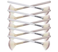 Amosfun 10pcs Fan Shape Makeup Brush Set with Soft Hair, Small Highlighter Blush Applicator Brushes in Silver and Light Gold, Facial Powder Tools for Professional Estheticians and Home Use