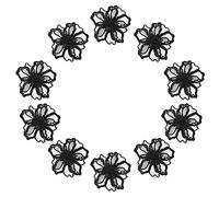 Amosfun 10pcs Iron On Patches Lace Flower Applique Organza Sheer Embroidered Sewing On Badge Logo Stickers for DIY Clothing Dress Hat Jeans Backpack Repairing Black