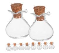 Amosfun 10pcs Mini Glass Wishing Bottles with Cork Stoppers Clear Tiny Vials for DIY Crafts Party Wedding Favors Message Storage Travel Friendly Decorative Miniature Containers