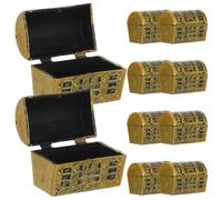 Amosfun 10pcs Mini Pirate Treasure Chest Boxes Retro Plastic Miniature Storage Decor Party Favors for Vintage Jewelry Organizer Home Tabletop Accessories